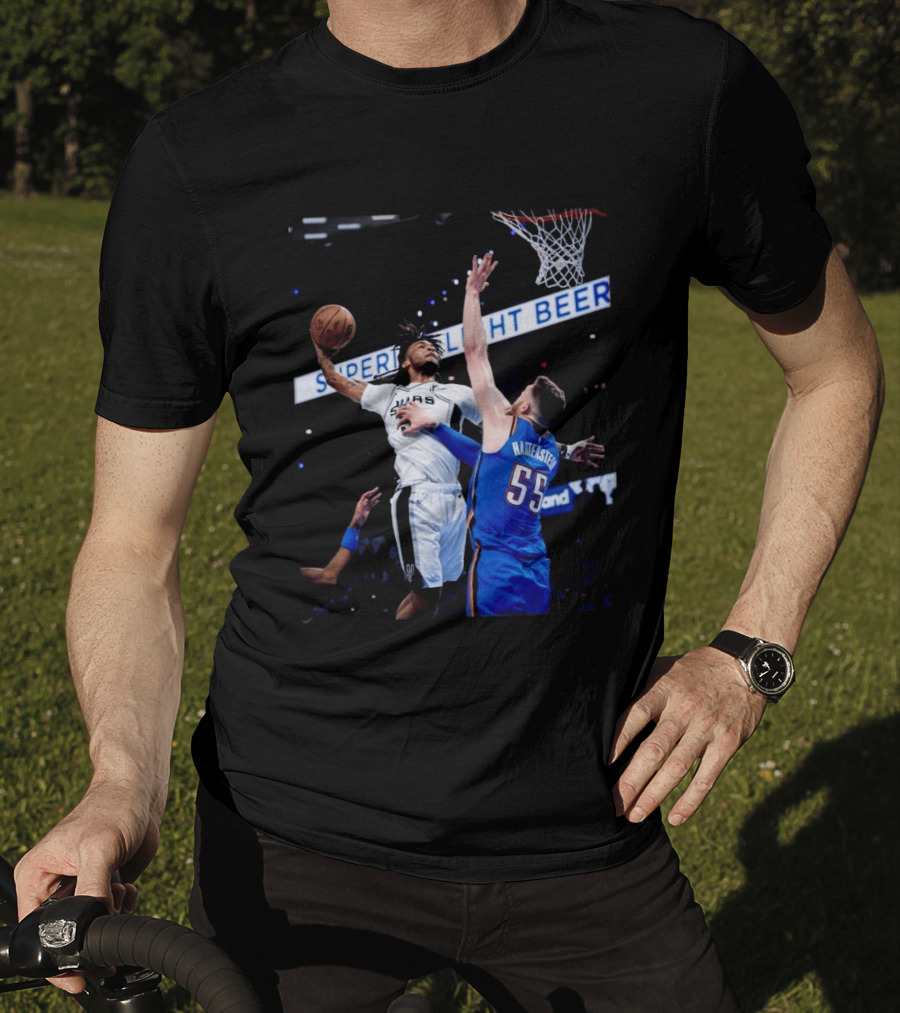 Spurs Dunk Over Hartenstein NBA Basketball Action T-Shirt