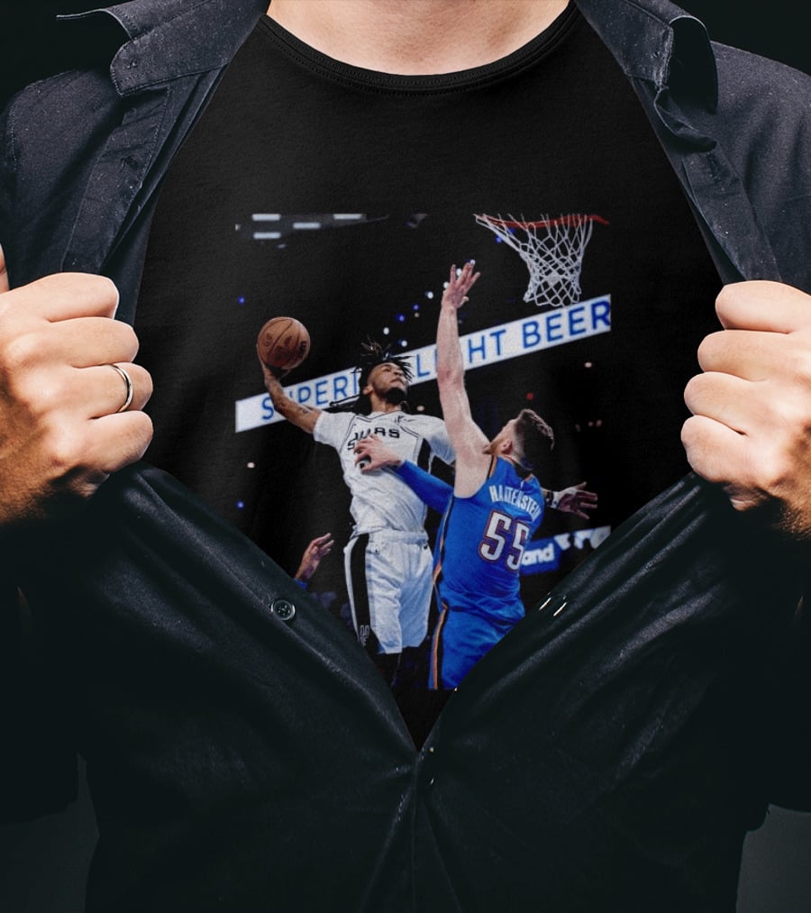 Spurs Dunk Over Hartenstein NBA Basketball Action T-Shirt