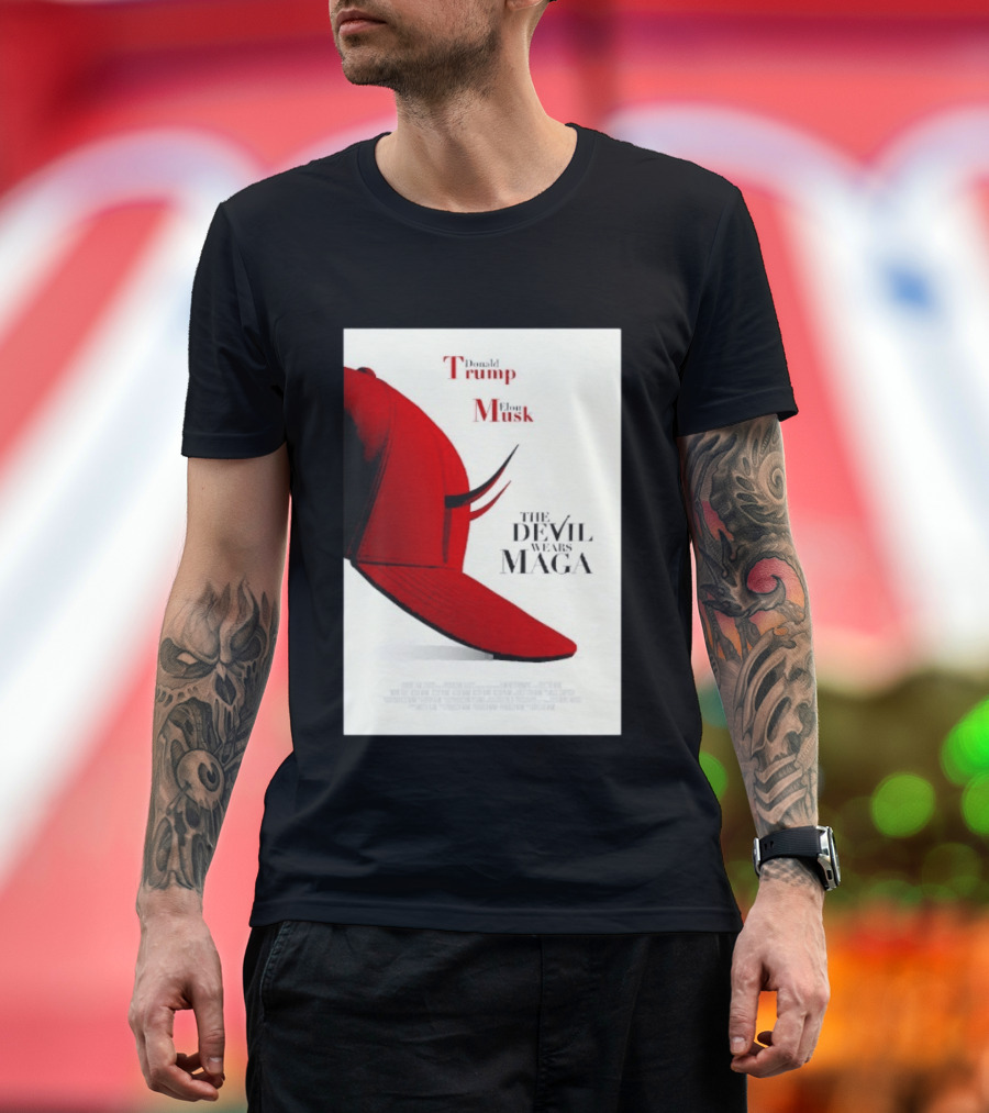 Donald Trump Elon Musk The Devil Wears MAGA Hat With Horns T-Shirt