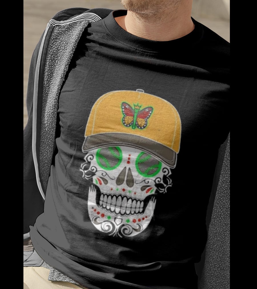 Eugene Emeralds Sugar Skull Baseball Butterfly Cap T-Shirt