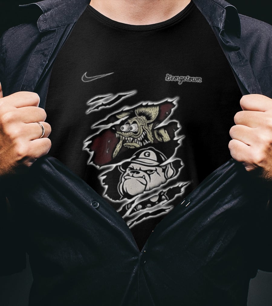 Rat Fink Hoyas Built Not To Bow Georgetown NCAA 2 Sided T-Shirt