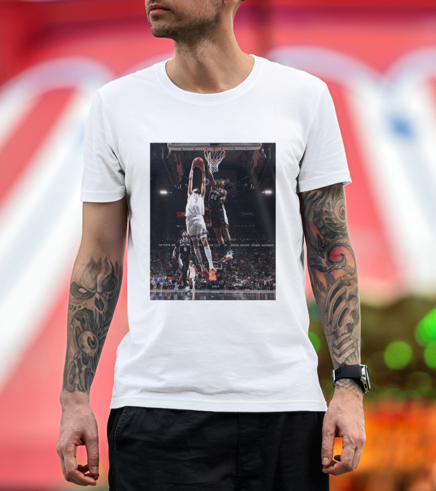 Spurs Devin Vassell Blocks Thunder Chet Holmgren NBA Basketball Moment T-Shirt