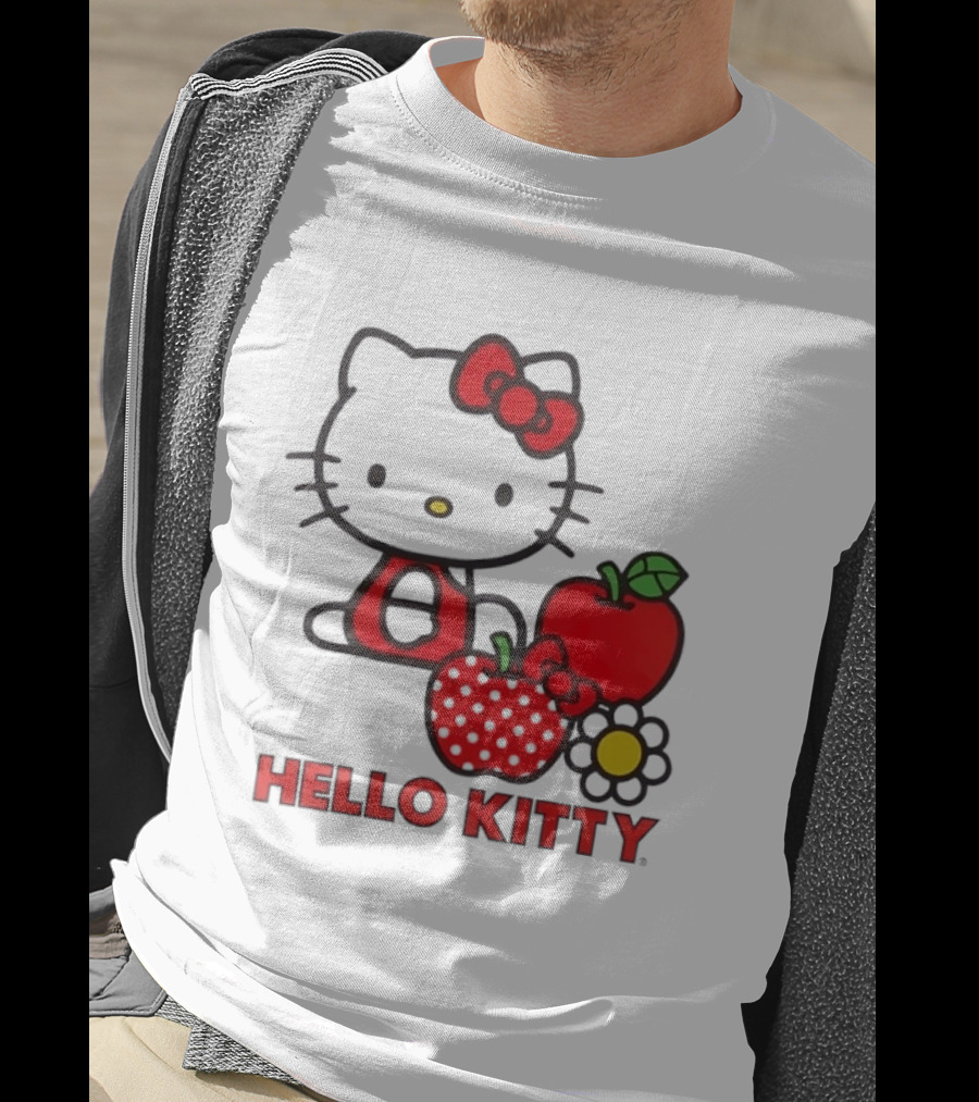 Hello Kitty Sanrio With Apples Strawberry And Flower T-Shirt