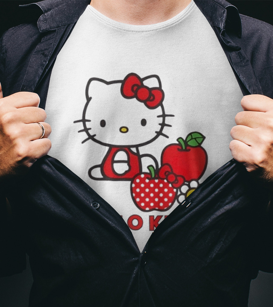 Hello Kitty Sanrio With Apples Strawberry And Flower T-Shirt