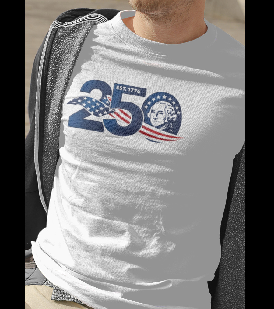 250 Years America 250th Anniversary Patriotic Est 1776 Washington Stars Stripes Eagle T-Shirt