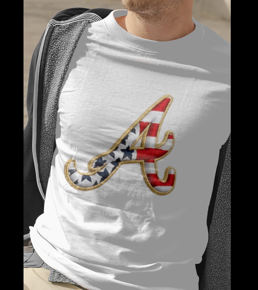 America 250th Anniversary Braves Hat Patriotic Letter A Stars And Stripes T-Shirt