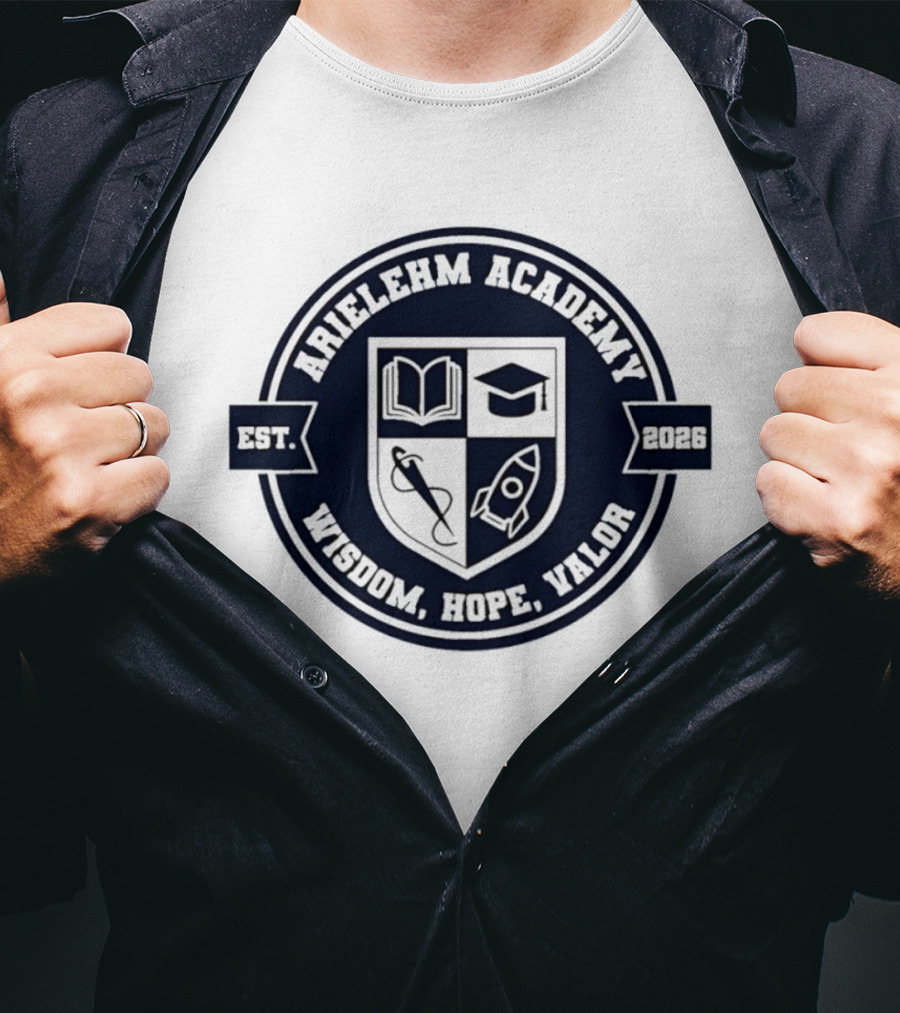 Arielehm Academy Crest Est 2026 Wisdom Hope Valor T-Shirt