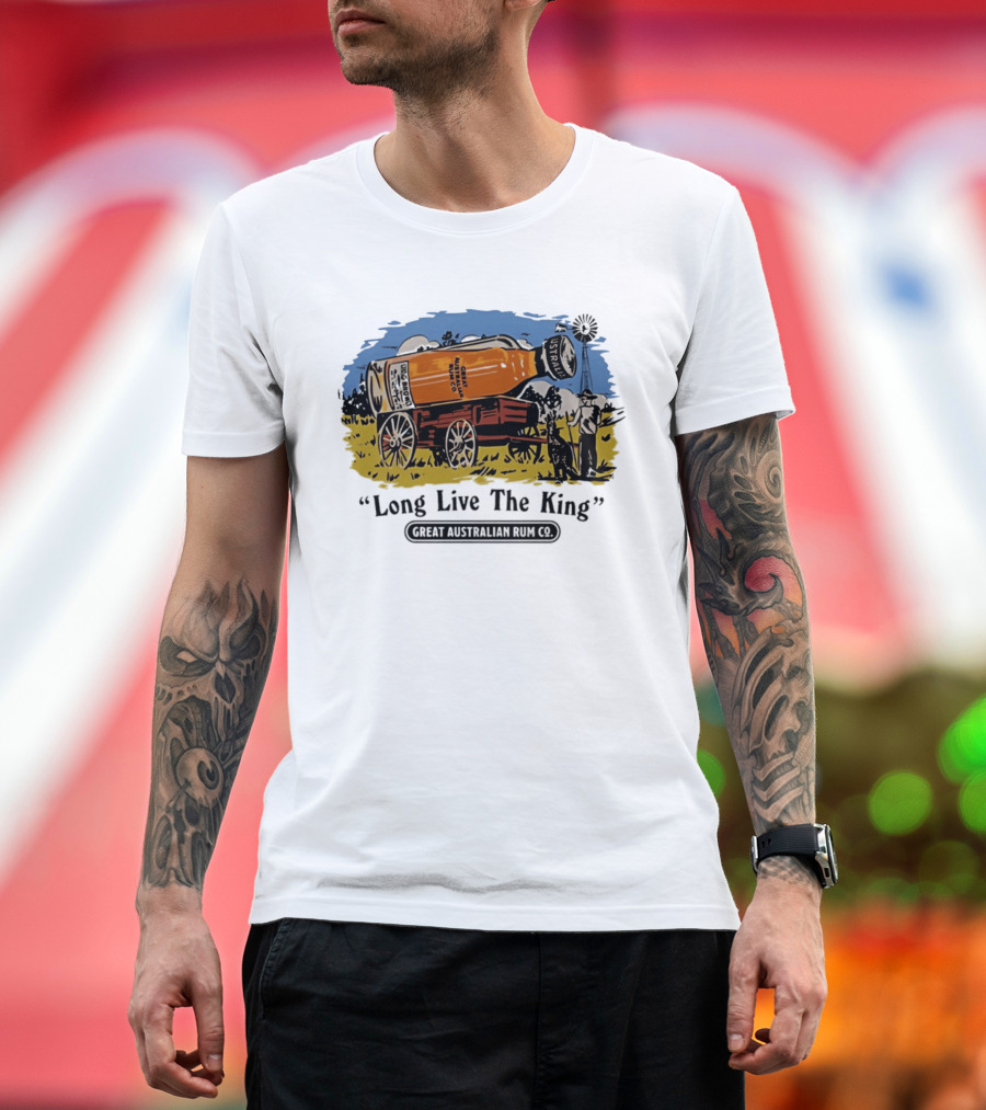 Long Live The King Great Australian Rum Co Vintage Wagon Scene T-Shirt