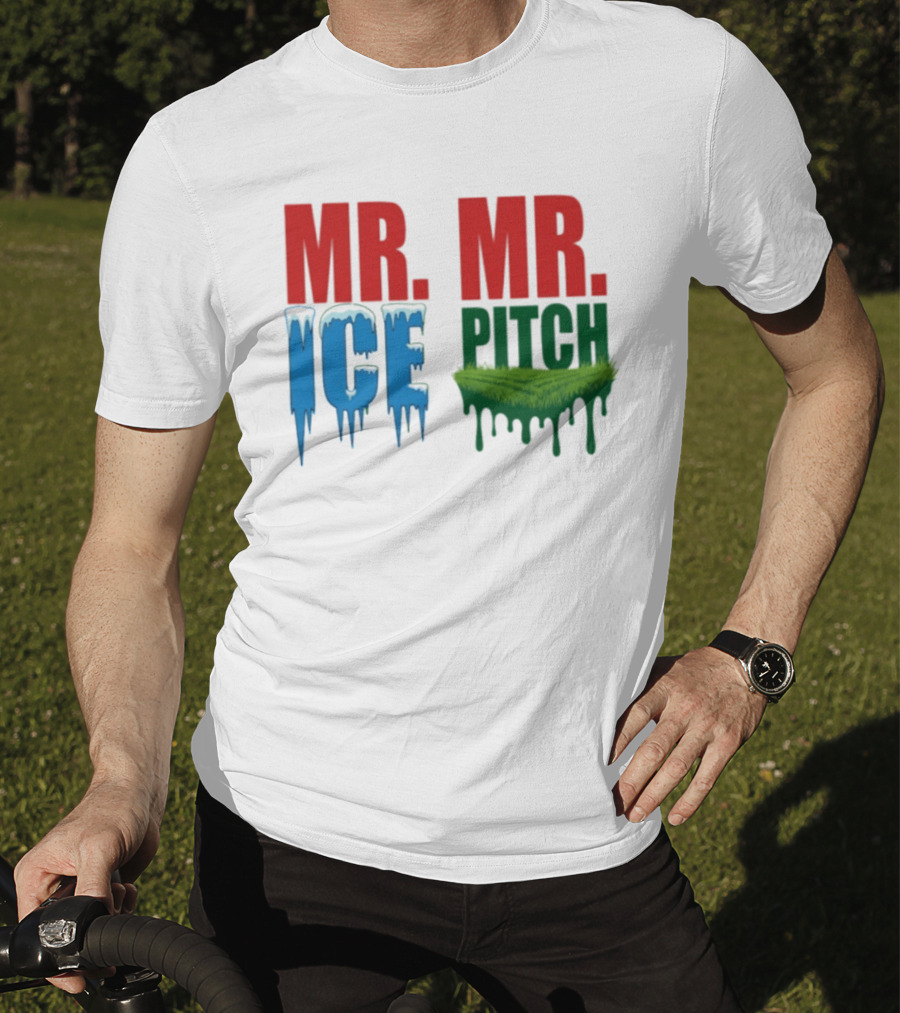 MR ICE MR PITCH Frosty Letters Green Grass Drips T-Shirt