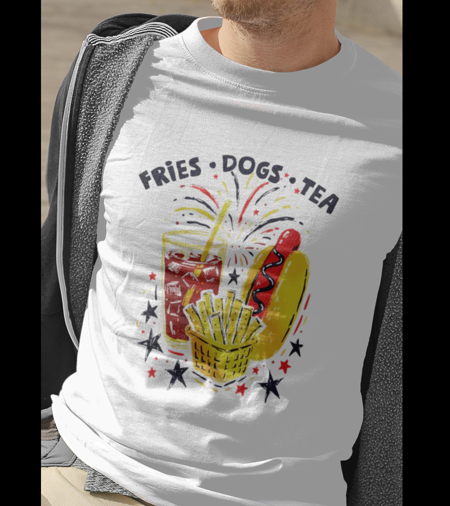 Fourth Of July Fries Dogs Tea Fireworks 250th Anniversary Celebration America T-Shirt
