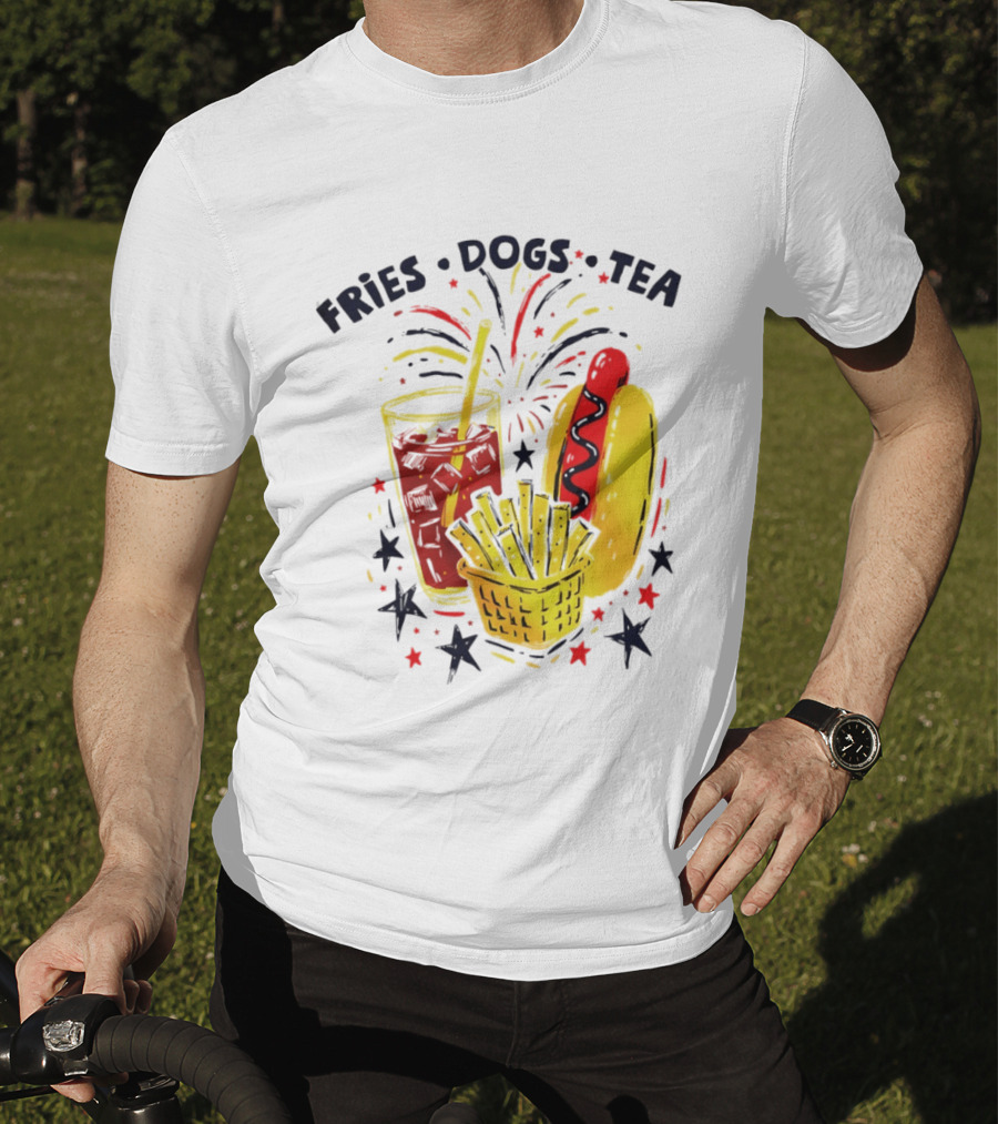 Fourth Of July Fries Dogs Tea Fireworks 250th Anniversary Celebration America T-Shirt