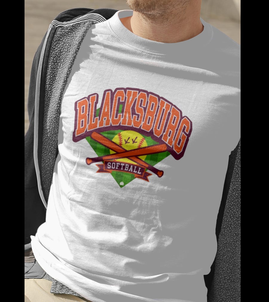 Blacksburg Softball Team Virginia Club Baseball Bat Crossed T-Shirt