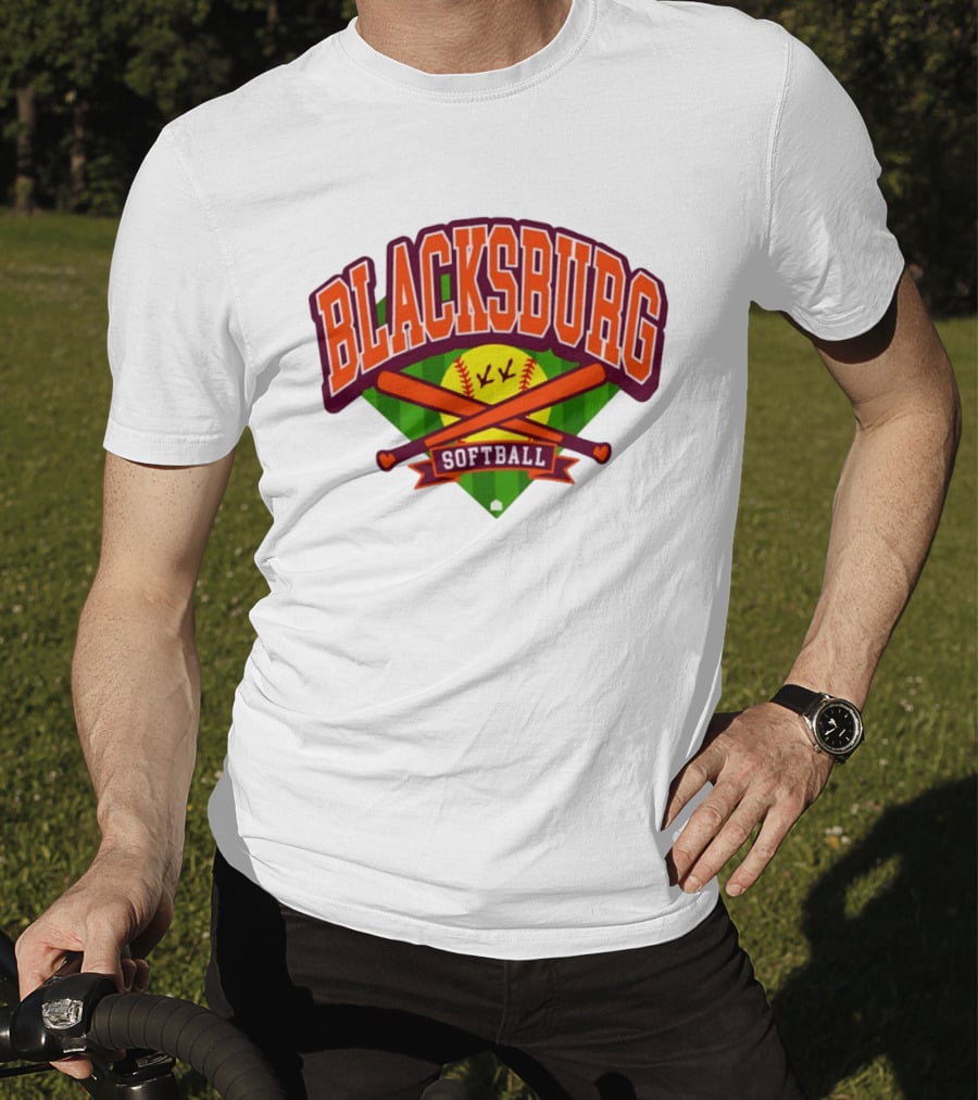 Blacksburg Softball Team Virginia Club Baseball Bat Crossed T-Shirt