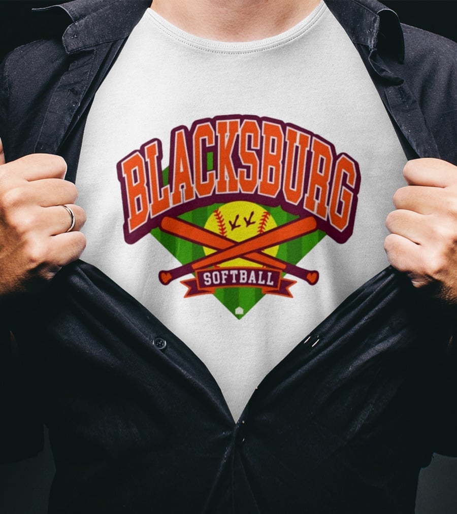 Blacksburg Softball Team Virginia Club Baseball Bat Crossed T-Shirt