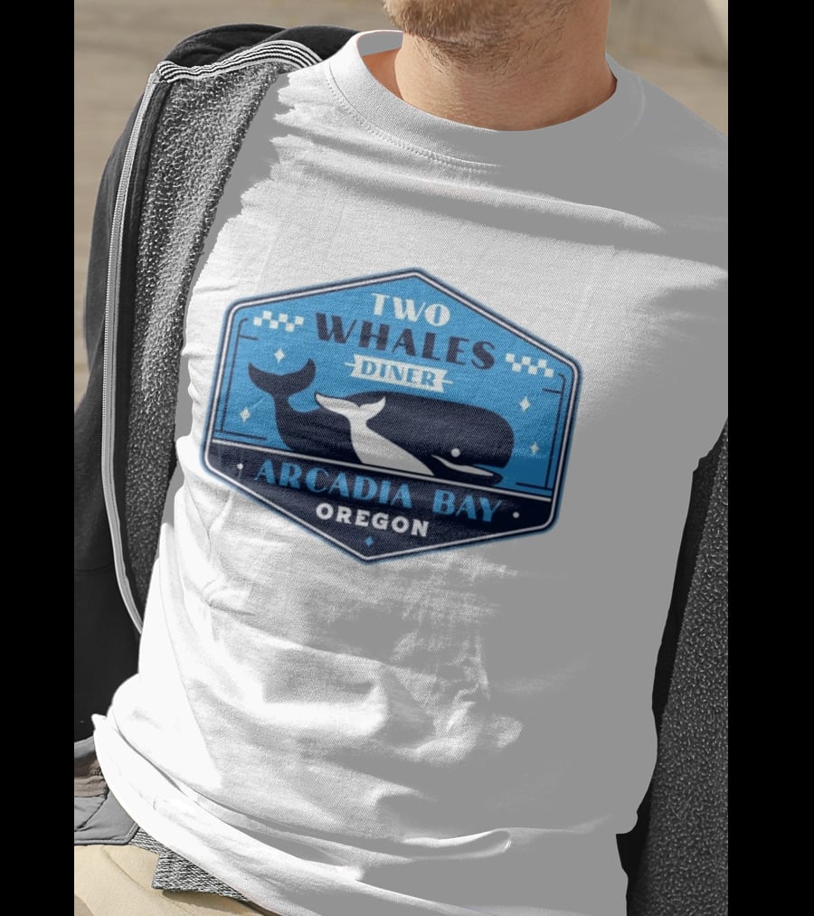 Two Whales Diner Arcadia Bay Oregon Crest T-Shirt