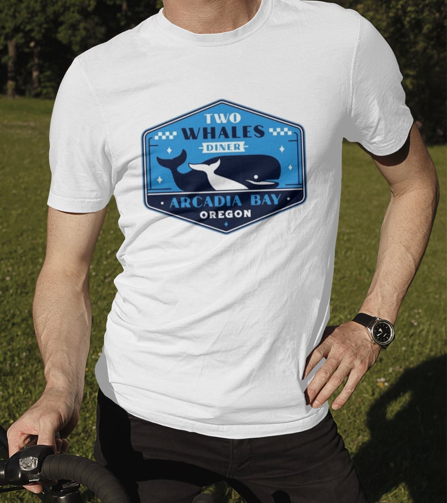 Two Whales Diner Arcadia Bay Oregon Crest T-Shirt
