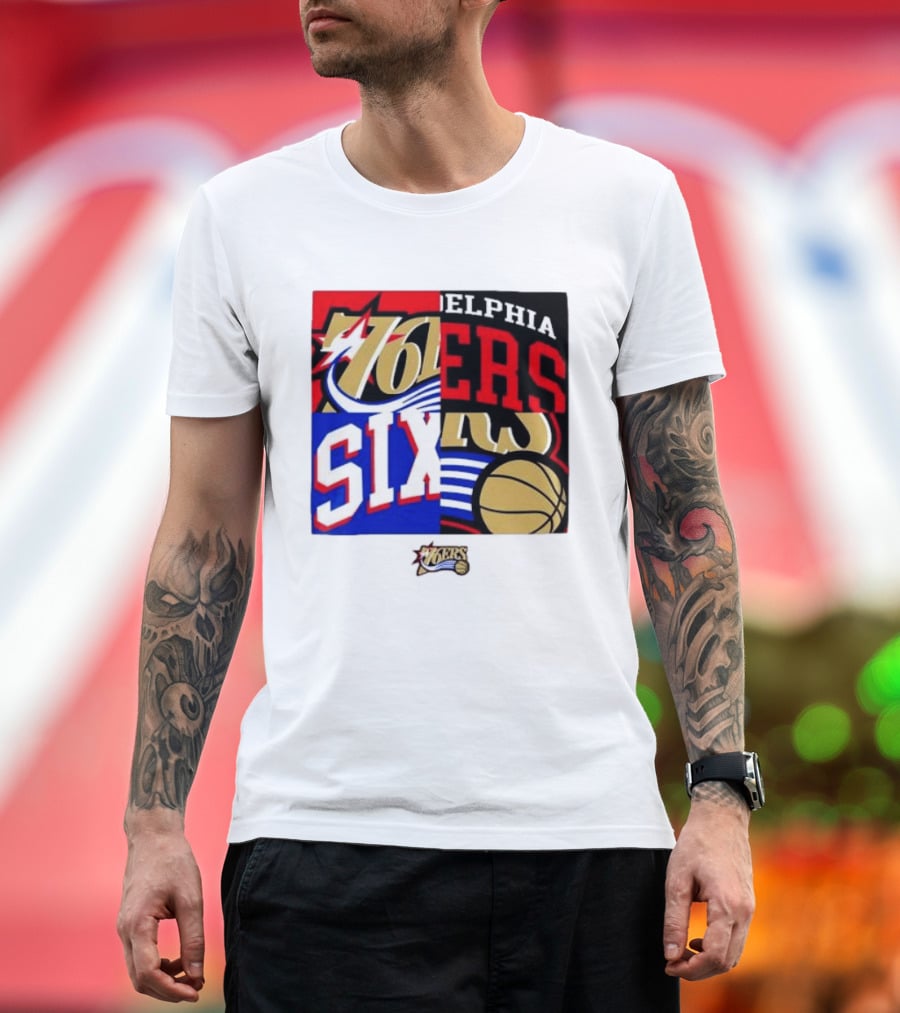 Philadelphia 76ers Vintage Block Logo Compilation NBA Basketball Fan Merch T-Shirt