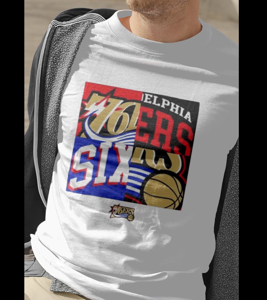 Philadelphia 76ers Vintage Block Logo Compilation NBA Basketball Fan Merch T-Shirt