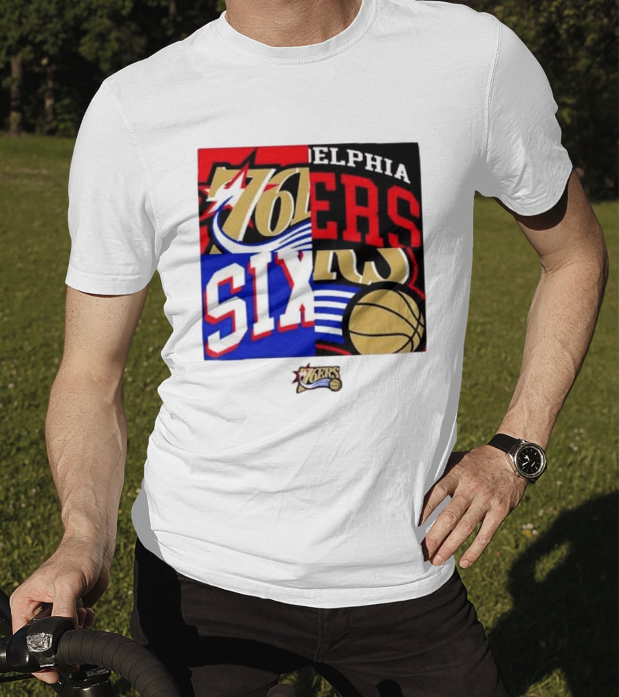 Philadelphia 76ers Vintage Block Logo Compilation NBA Basketball Fan Merch T-Shirt