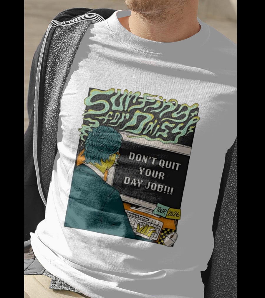 Surfing For Daisy Tour 2026 Don't Quit Your Day Job Retro Comic T-Shirt