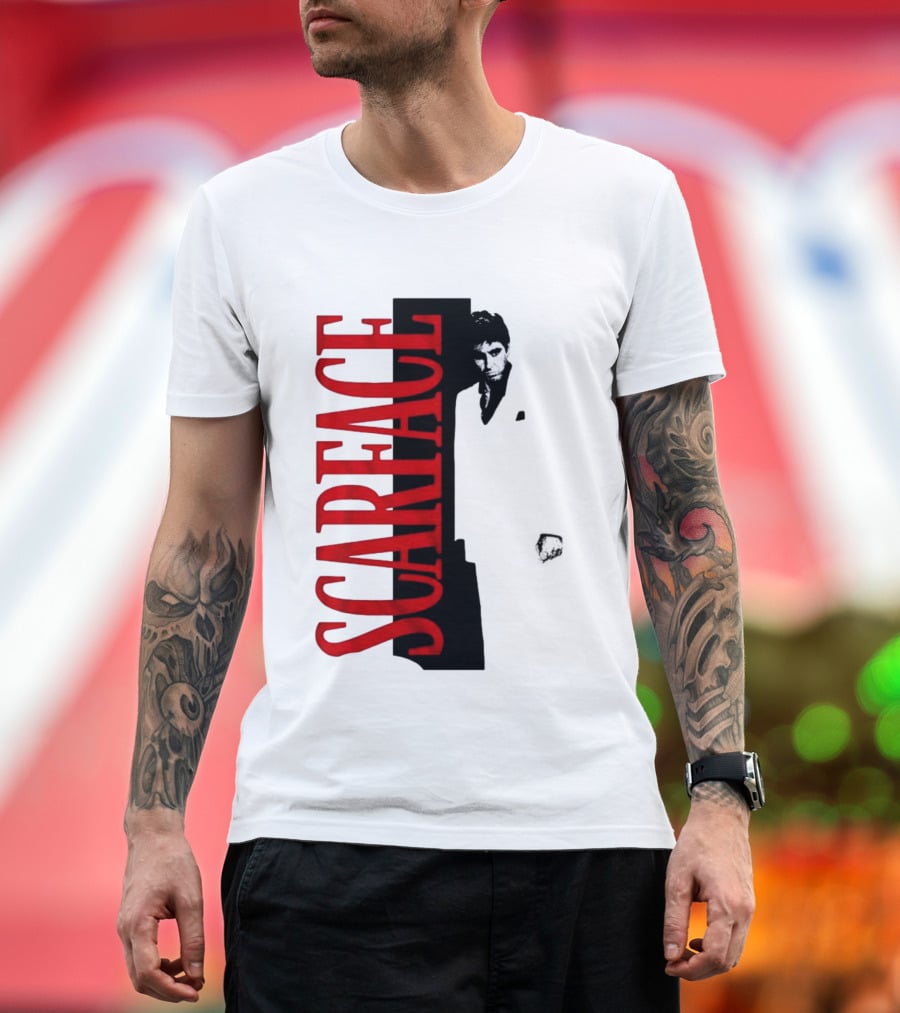 Tony Montana Scarface Movie Iconic Red Black T-Shirt