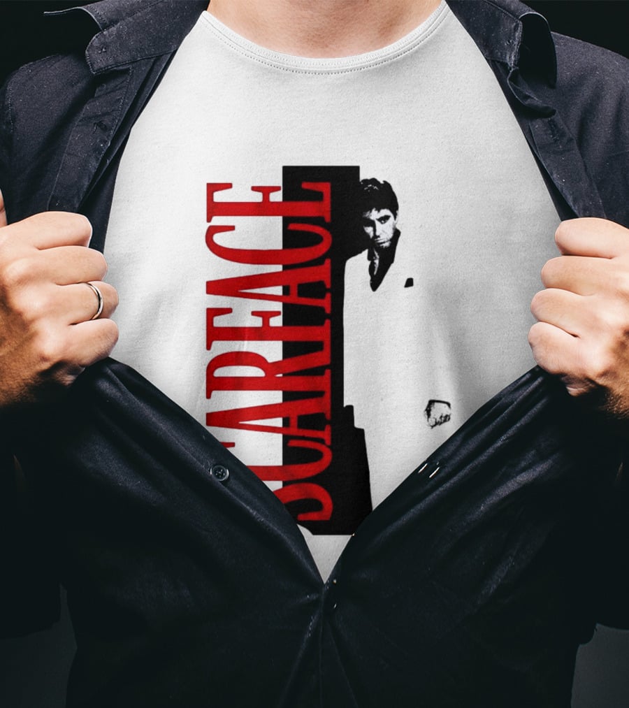 Tony Montana Scarface Movie Iconic Red Black T-Shirt