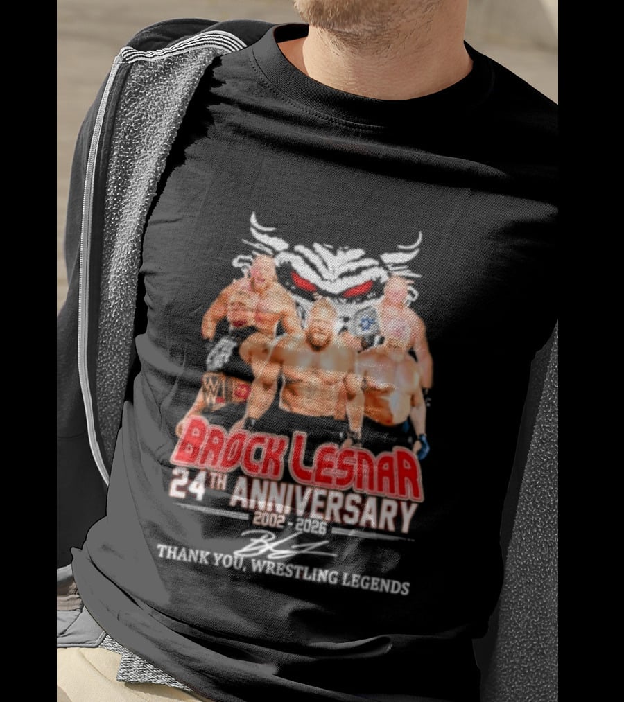 Brock Lesnar 24th Anniversary 2002 2026 Thank You Wrestling Legends T-Shirt