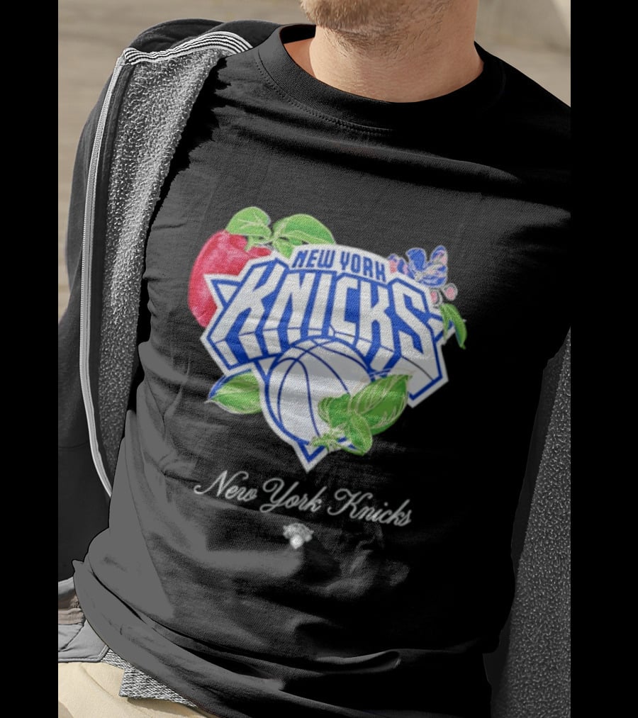 New York Knicks Lifestyle Capsule Floral Fruit Apple Basketball T-Shirt