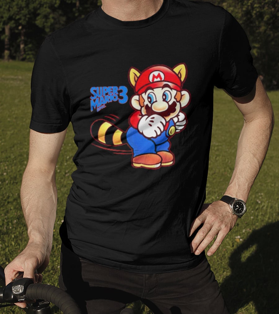 Super Mario Bros 3 Raccoon Mario Tail Whip Retro Game Nostalgia T-Shirt