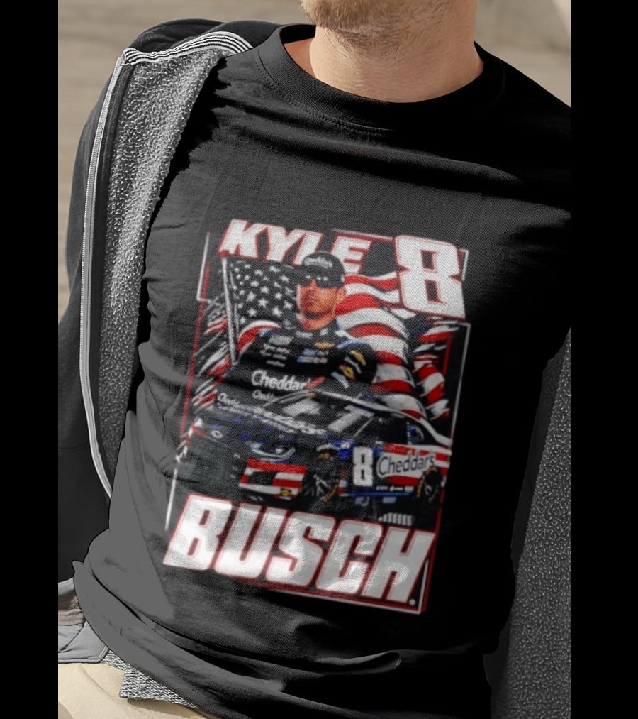 Kyle Busch 8 Cheddar's Racing With American Flag T-Shirt