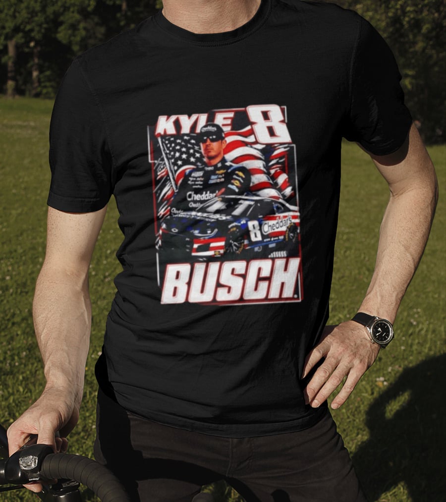 Kyle Busch 8 Cheddar's Racing With American Flag T-Shirt