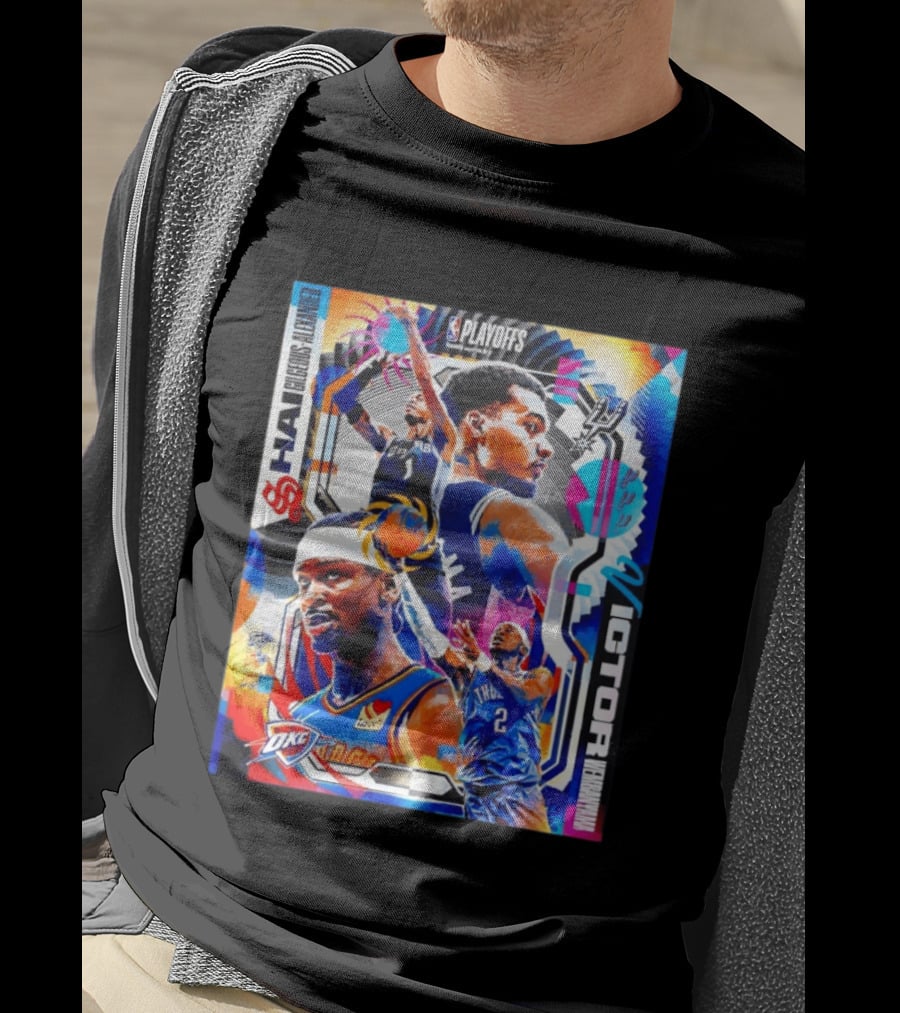 NBA Playoffs Shai Gilgeous Alexander OKC Thunder Victor Wembanyama Spurs Matchup T-Shirt