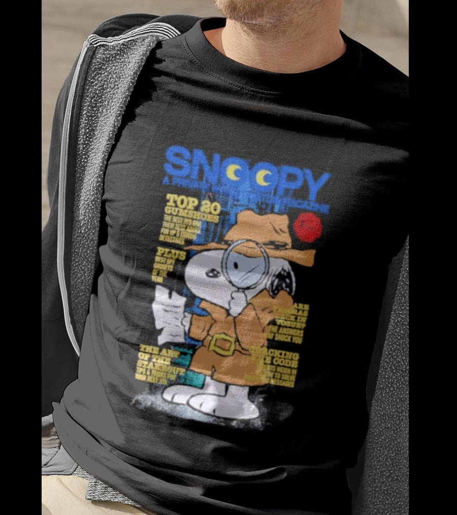 Snoopy Top 20 Clues Uncover Mystery Solved Peanuts Detective Investigator T-Shirt