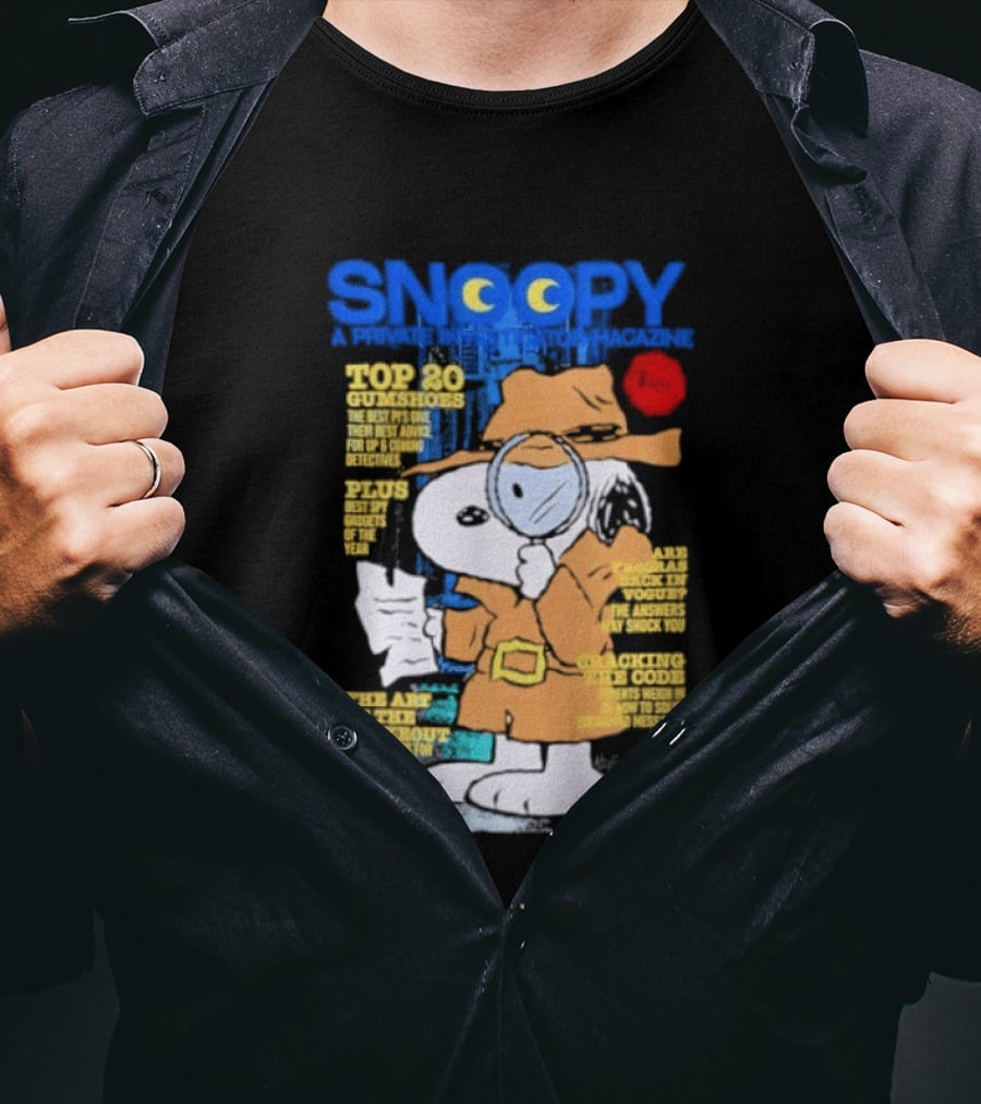 Snoopy Top 20 Clues Uncover Mystery Solved Peanuts Detective Investigator T-Shirt
