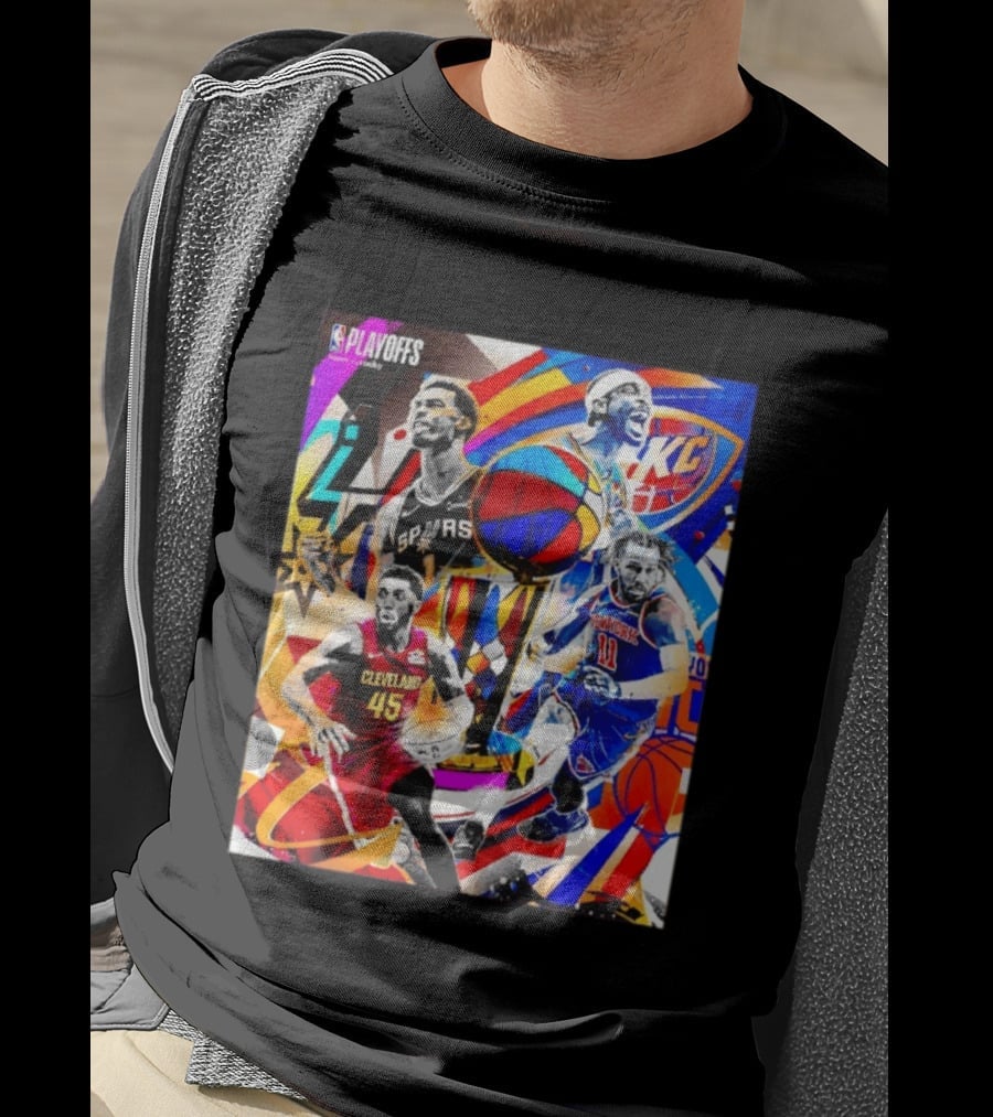NBA Playoffs Spurs Thunder Cavaliers Knicks Star Players Wemby Alexander Brunson Mitchell T-Shirt