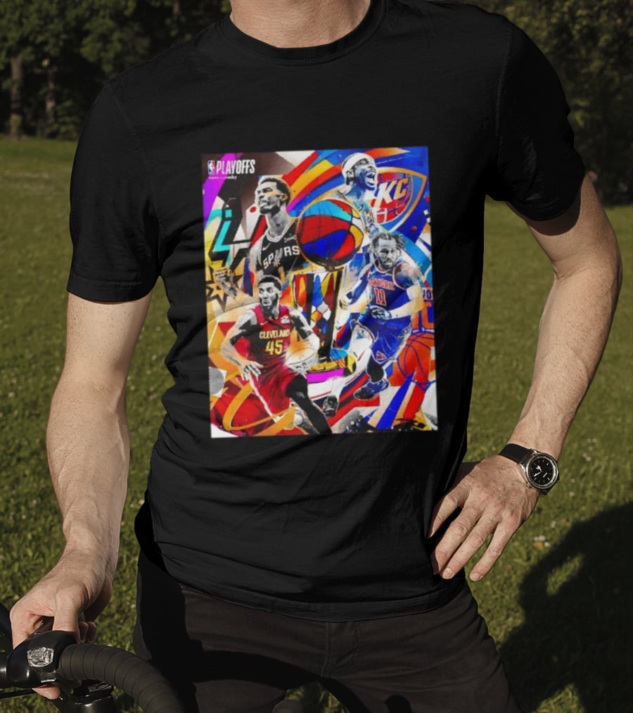 NBA Playoffs Spurs Thunder Cavaliers Knicks Star Players Wemby Alexander Brunson Mitchell T-Shirt