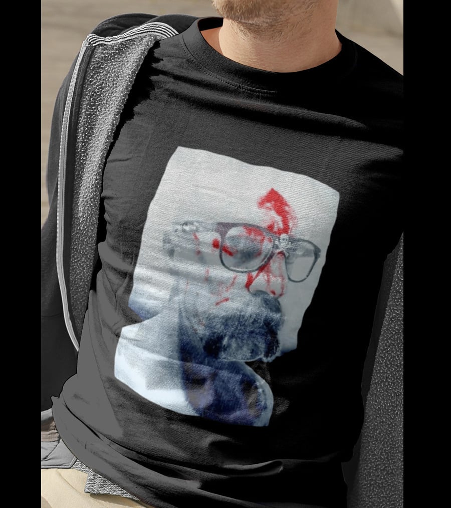 Bald Man With Bloody Beard And Skull Glasses T-Shirt