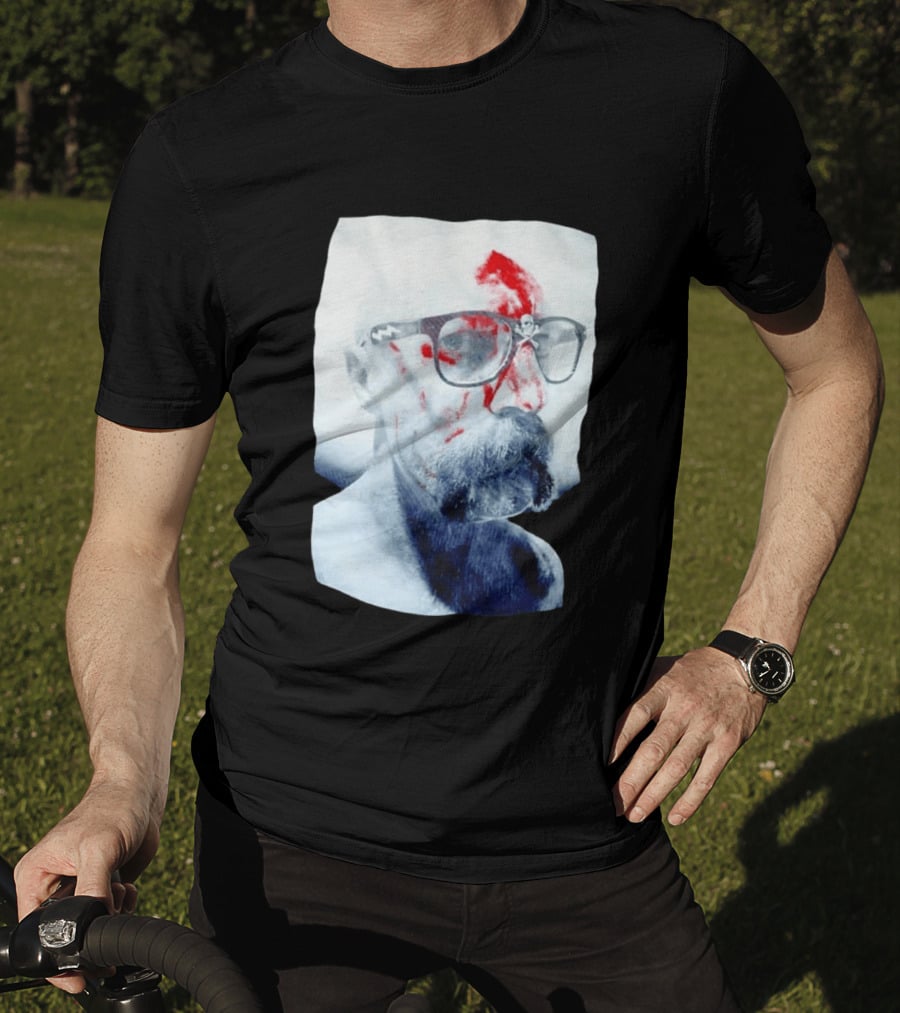 Bald Man With Bloody Beard And Skull Glasses T-Shirt