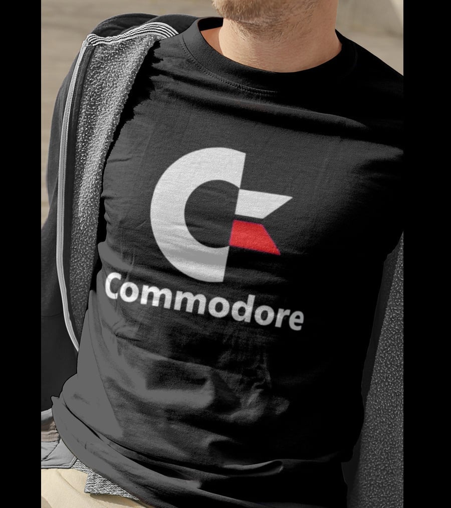 Commodore C Logo Red Accent Retro Computer Brand T-Shirt