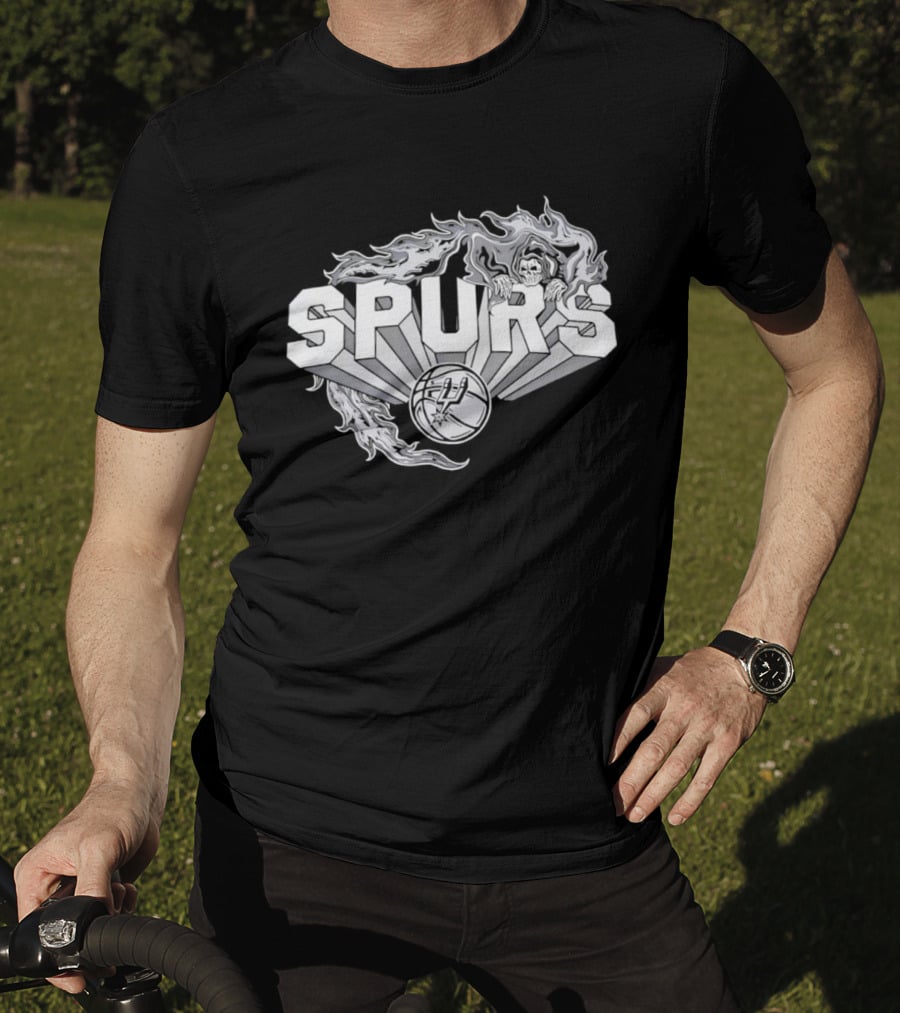 San Antonio Spurs Flaming Skull Grim Reaper NBA Basketball T-Shirt