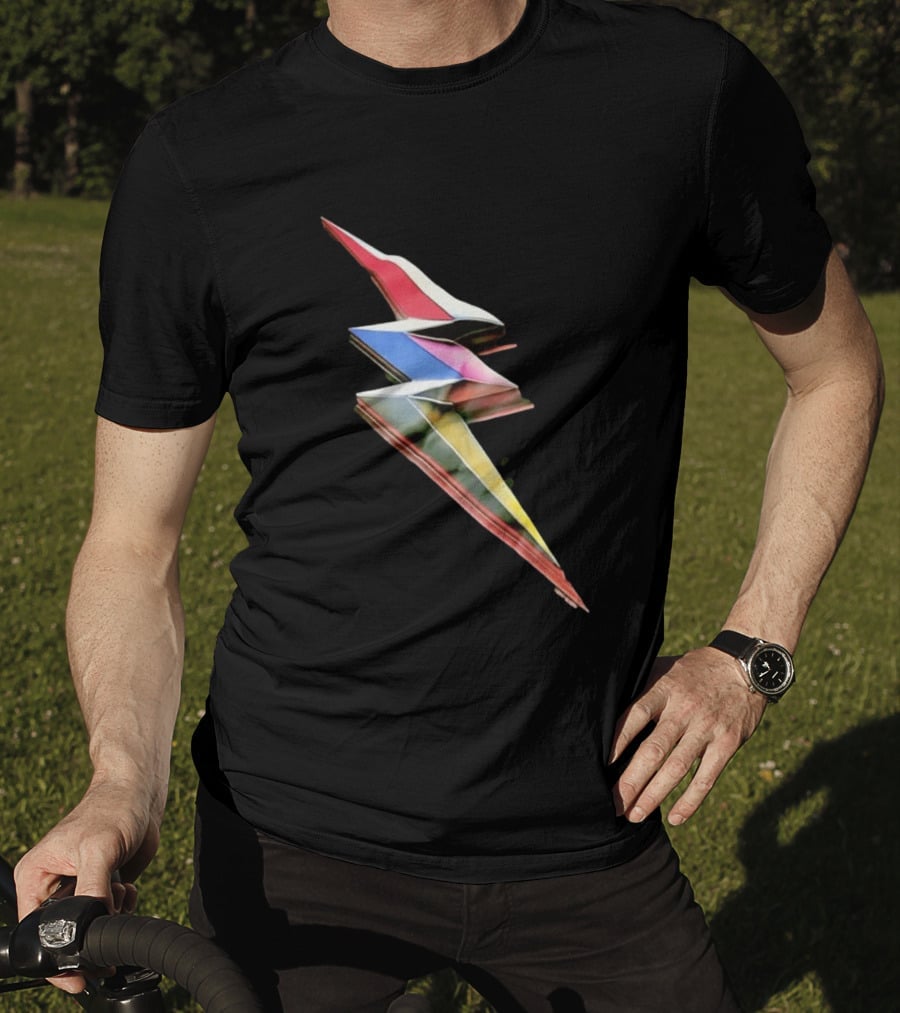 Geometric Prismatic Multicolor Lightning Bolt T-Shirt