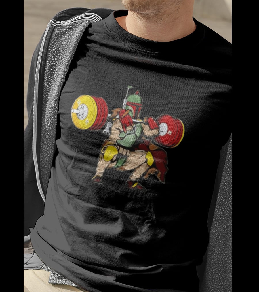 Star Wars Boba Fett Squat Weightlifting Fitness T-Shirt