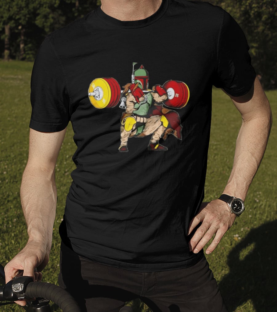 Star Wars Boba Fett Squat Weightlifting Fitness T-Shirt