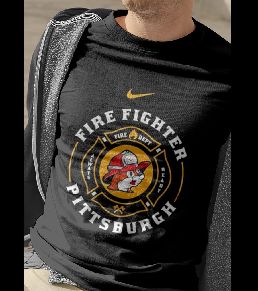 Pittsburgh Firefighter Maltese Cross Buc Ee's Nike Steelers T-Shirt