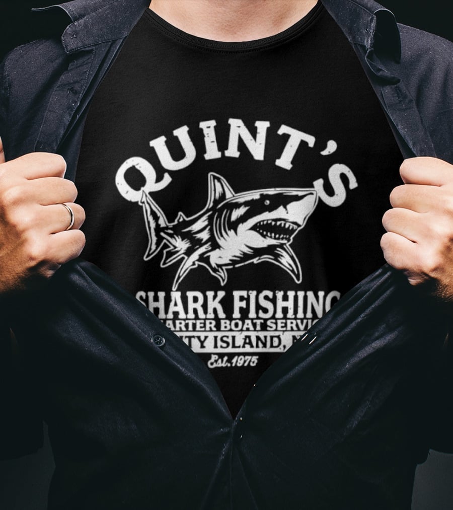 Quint's Shark Fishing Charter Boat Service Amity Island N.E. Est. 1975 T-Shirt