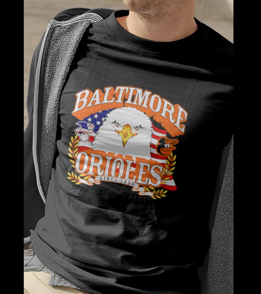 Baltimore Orioles Americana Eagle Logo With USA Flag Celebrating America's 250th Anniversary T-Shirt