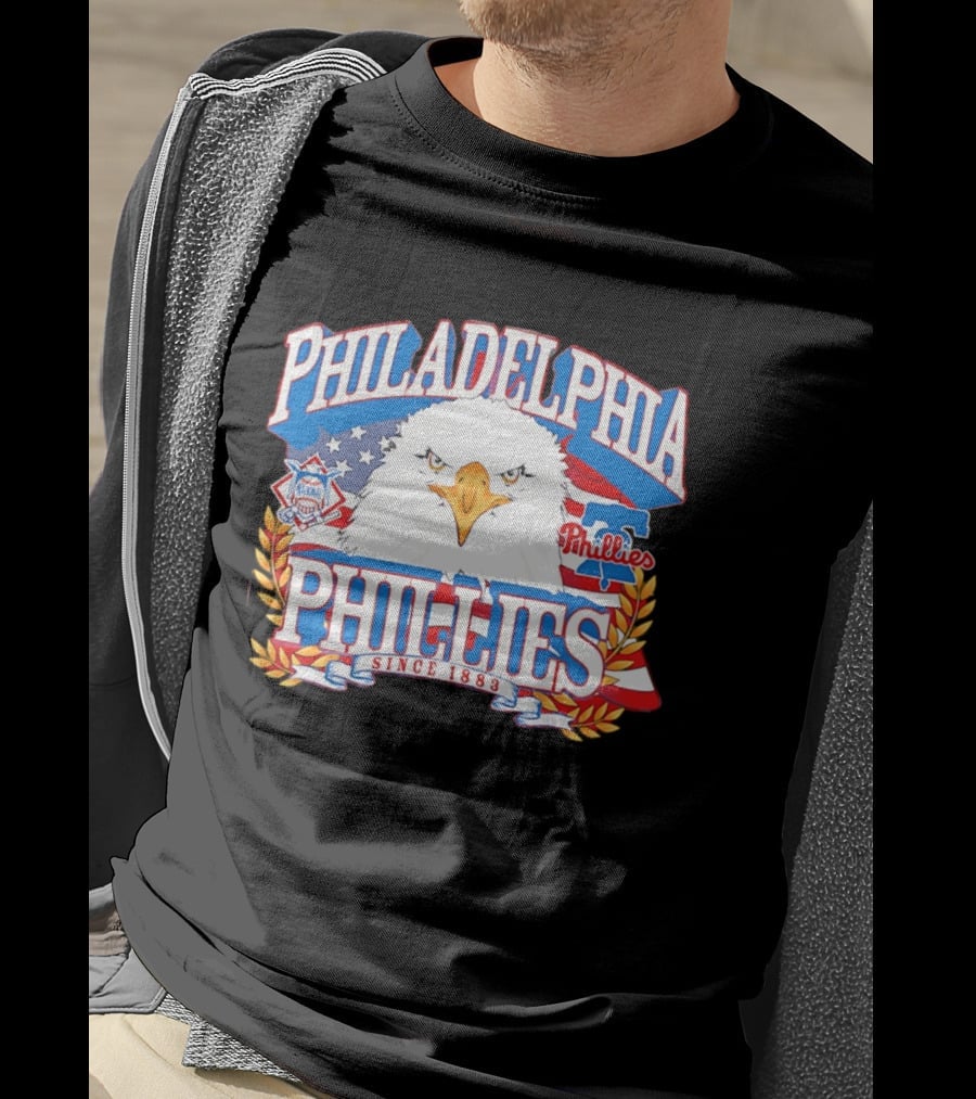 Philadelphia Phillies Eagle Americana Since 1883 National League Flag T-Shirt