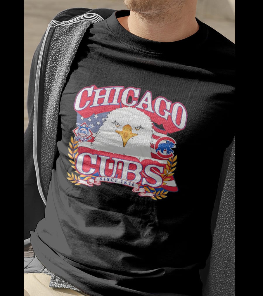 Chicago Cubs Americana Eagle Since 1876 National League Baseball Stars And Stripes 250th Celebration T-Shirt