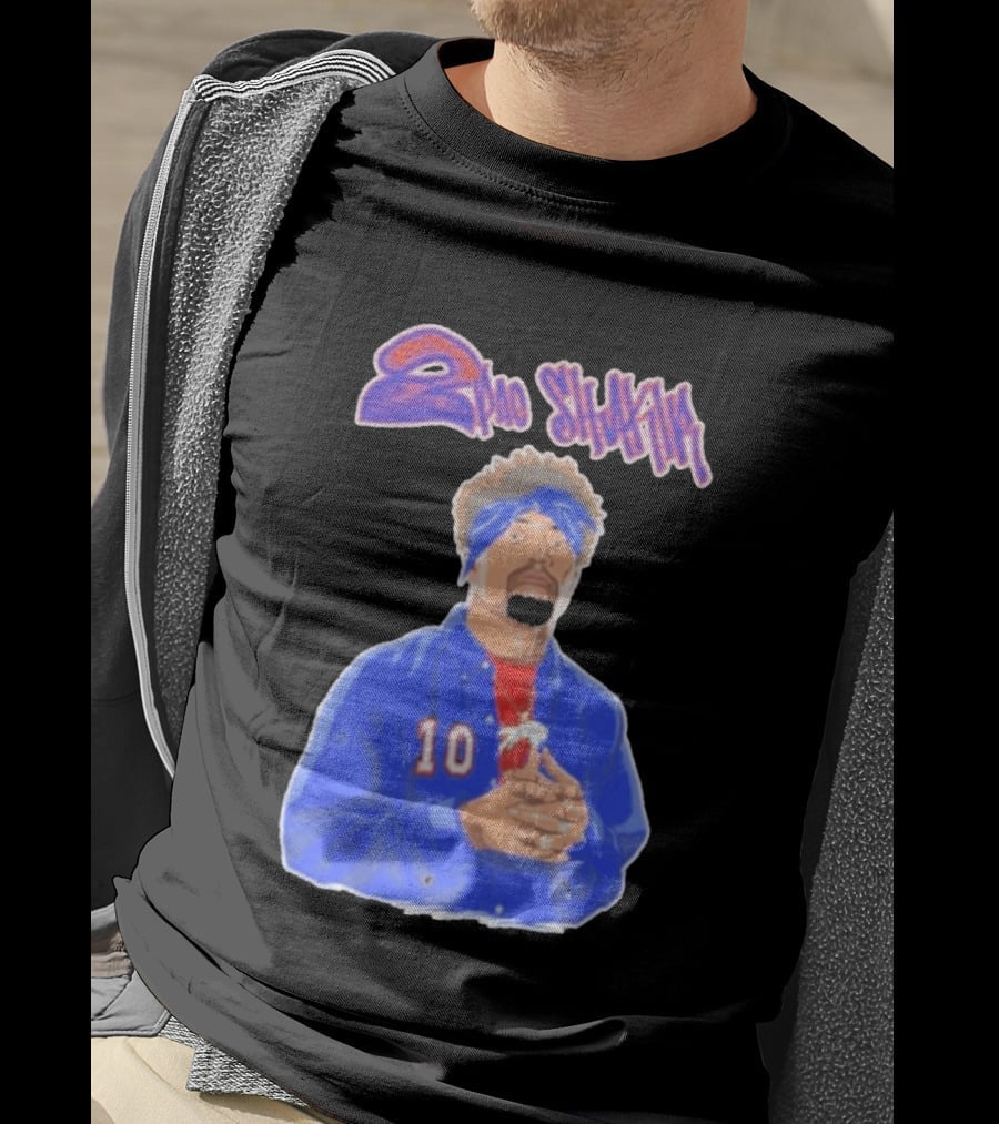 2Pac Shakir Sports Roundtable 10 Blue Bandana T-Shirt
