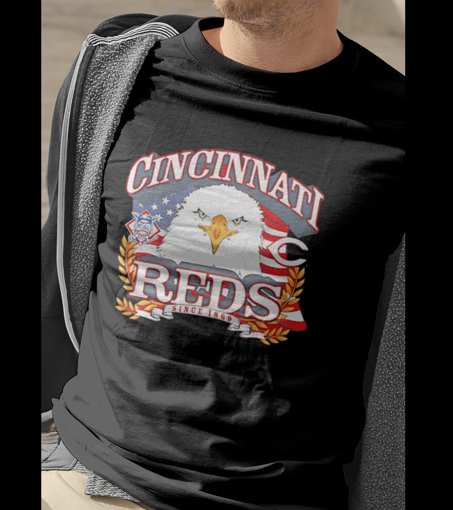Cincinnati Reds National League Eagle American Flag Since 1869 T-Shirt
